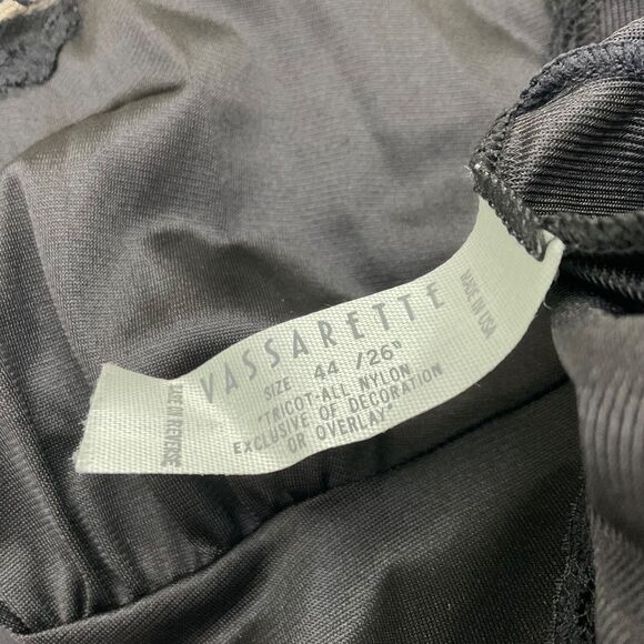 VASSARETTE 44/26 Full Slip Dress Nylon Black Lace Trim Lingerie adj. straps USA - Picture 4 of 10